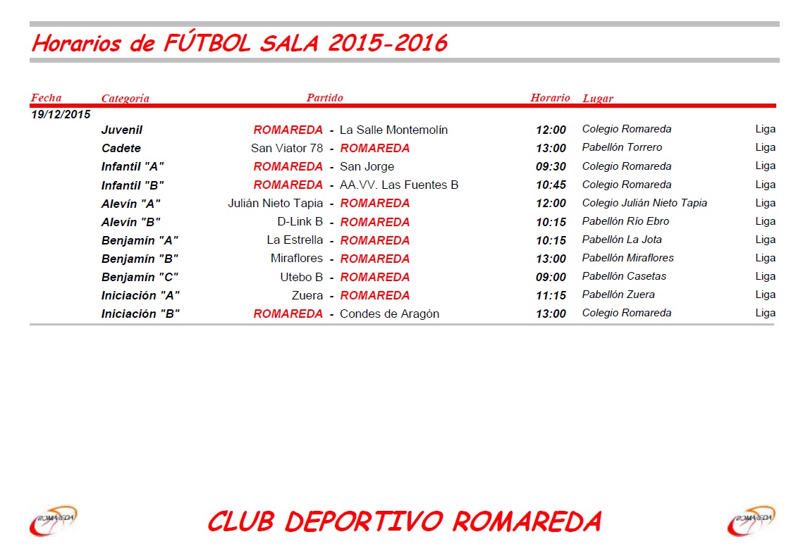 Horarios 19 diciembr