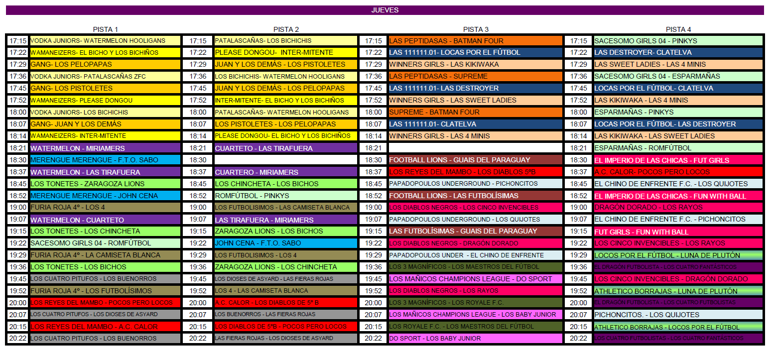 horarios 3x3 jueves