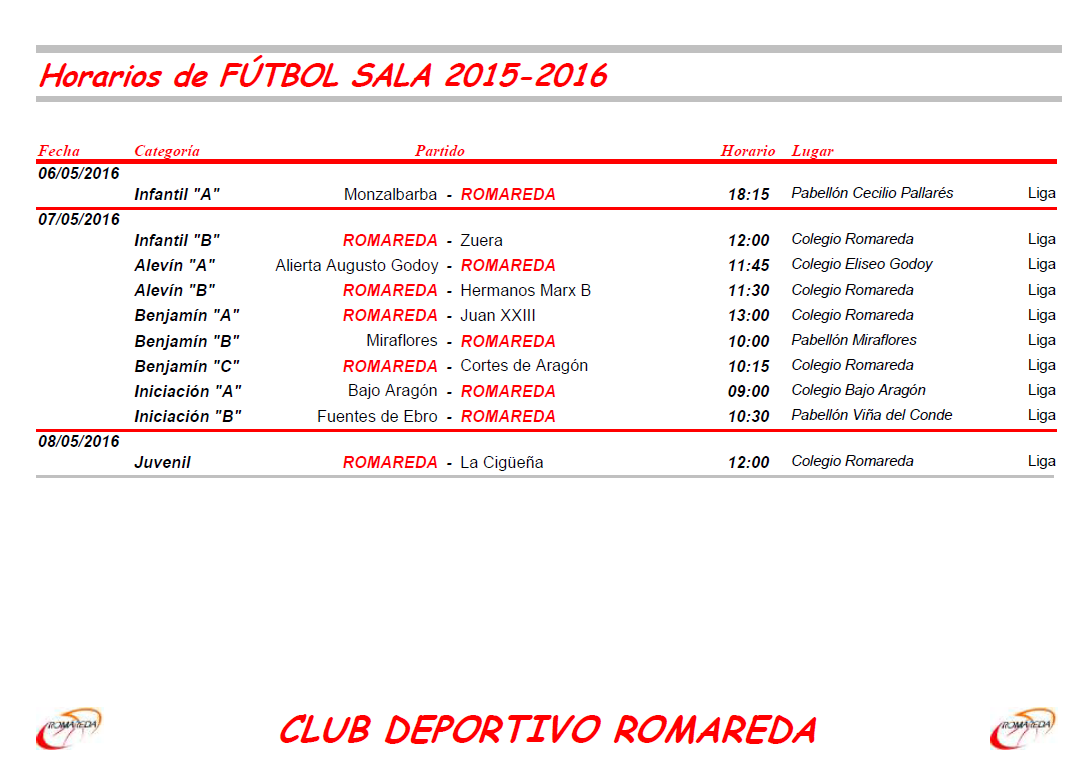 horarios 7 mayo